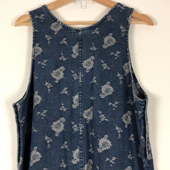 National Wildlife sleeveless scoop neck embroidered design denim maxi dress SM - Picture 8 of 9